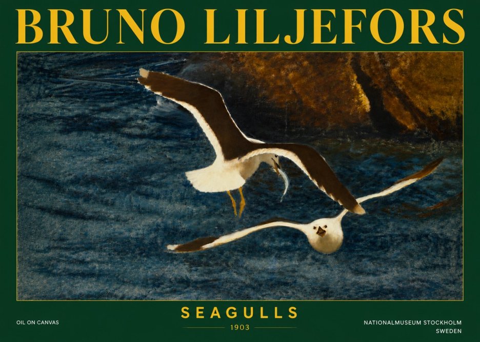Bruno Liljefors Seagulls No5 - Plakat