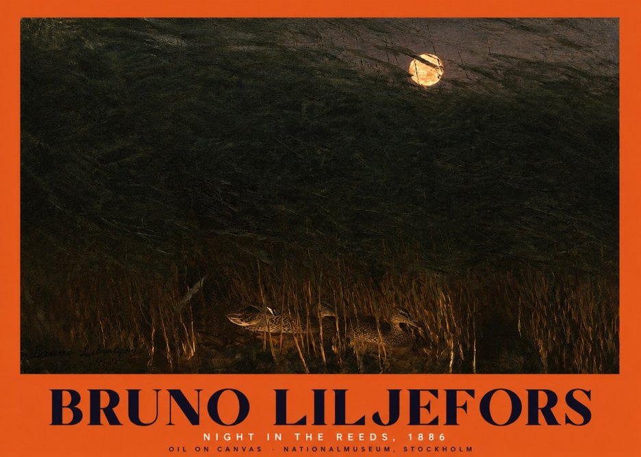 Bruno Liljefors Night in the Reeds No2 - Plakat