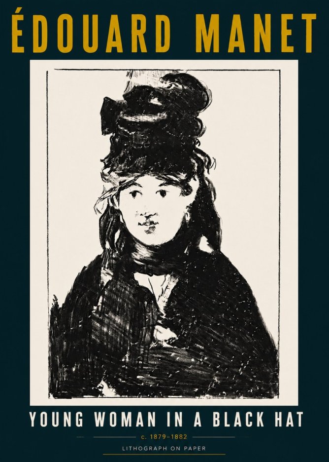 Édouard Manet Young Woman in a Black Hat II No5 - Plakat