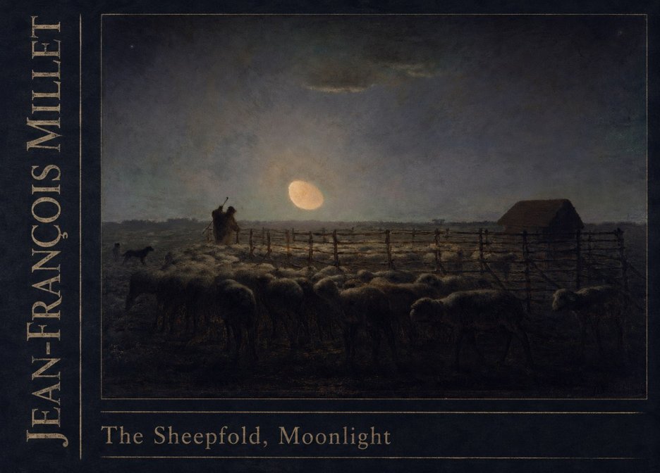 Jean-François Millet The Sheepfold, Moonlight No3 - Plakat
