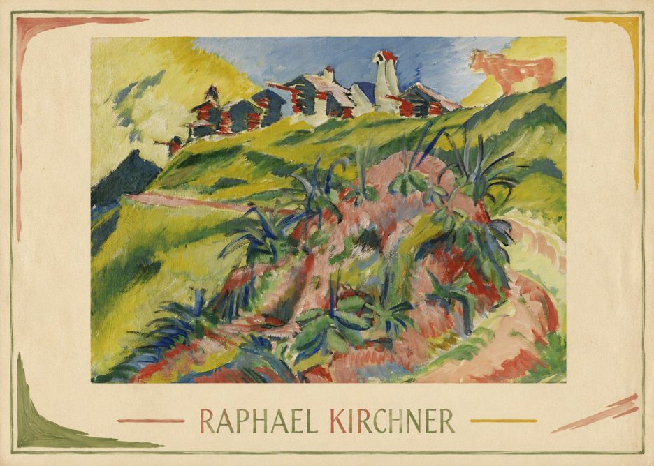 Raphael Kirchner Hillside Dwellings with Alpine Cow No2 - Plakat