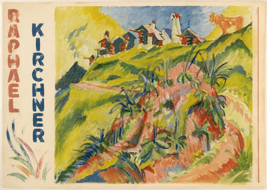Raphael Kirchner Hillside Dwellings with Alpine Cow No5 - Plakat