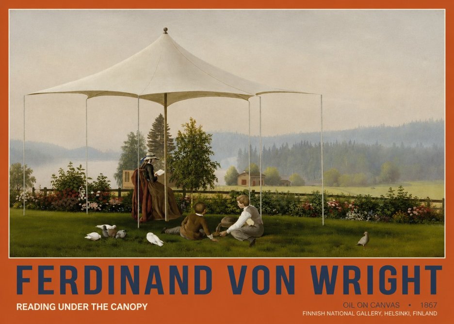 Ferdinand von Wright Reading Under the Canopy No2 - Plakat