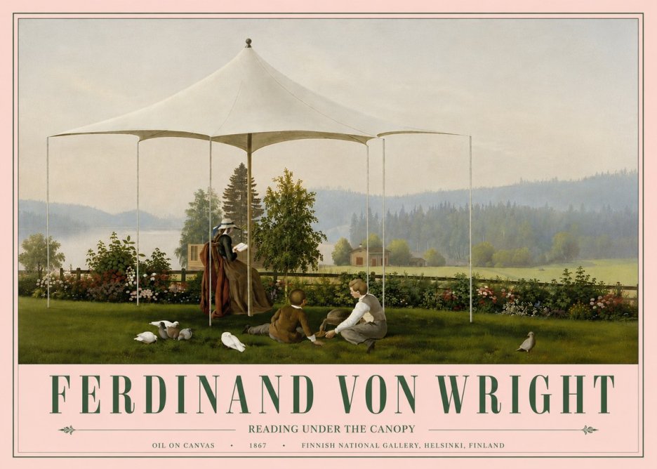 Ferdinand von Wright Reading Under the Canopy No6 - Plakat