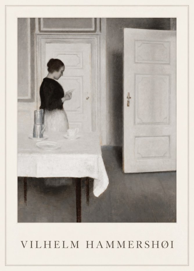 Vilhelm Hammershøi Interior with a Woman Reading a Letter No1 - Plakat