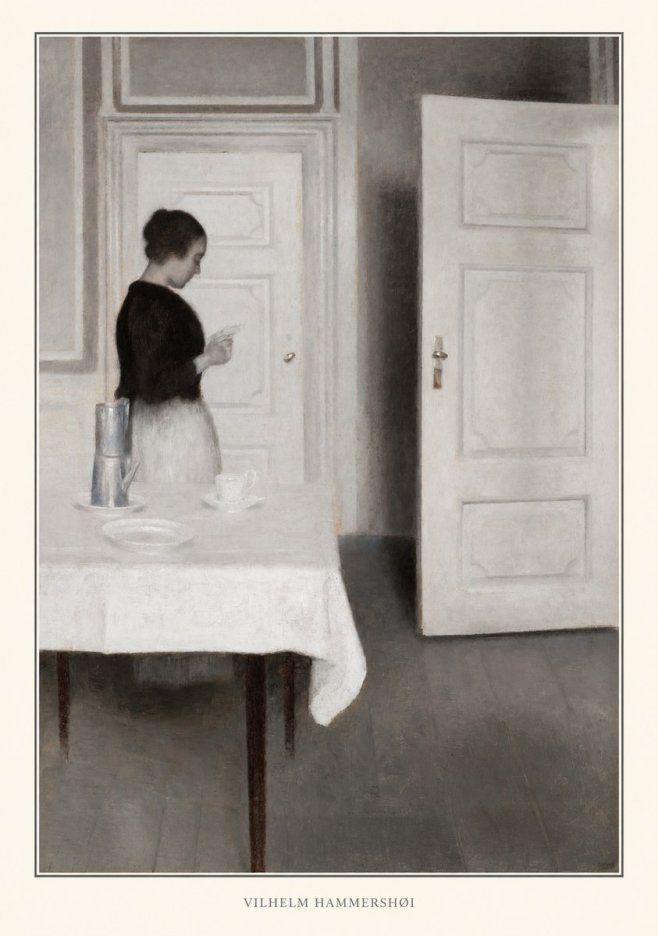 Vilhelm Hammershøi Interior with a Woman Reading a Letter No4 - Plakat