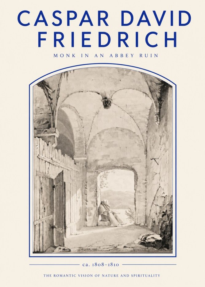 Caspar David Friedrich Monk in an Abbey Ruin No3 - Plakat