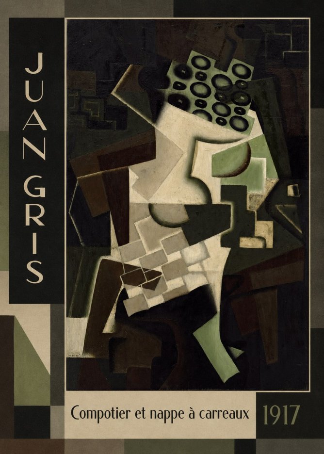 Juan Gris Compotier Et Nappe À Carreaux No1 - Plakat