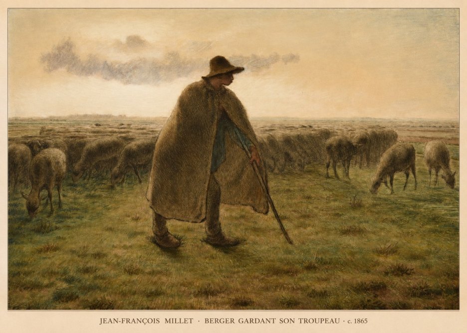 Jean-François Millet Berger Gardant Son Troupeau No6 - Plakat