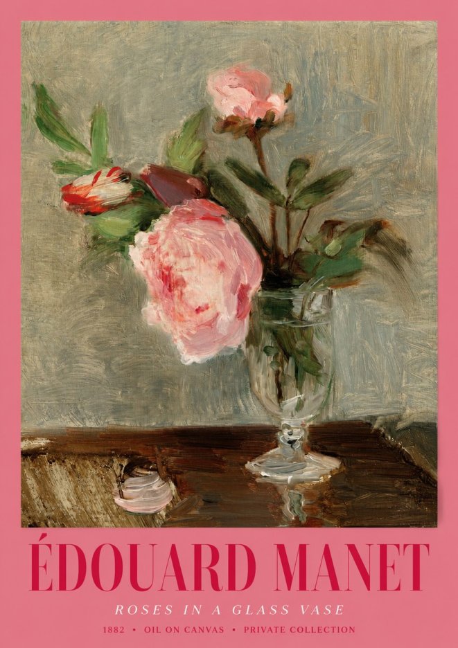 Édouard Manet Roses in a Glass Vase No2 - Plakat