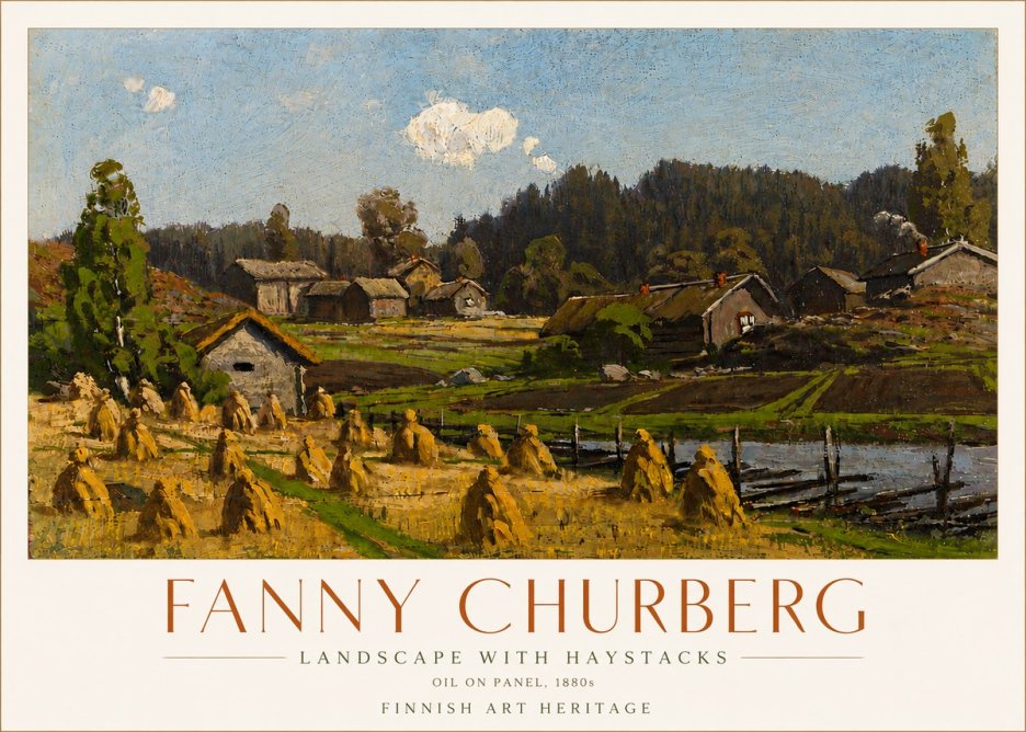 Fanny Churberg Landscape with Haystacks No6 - Plakat