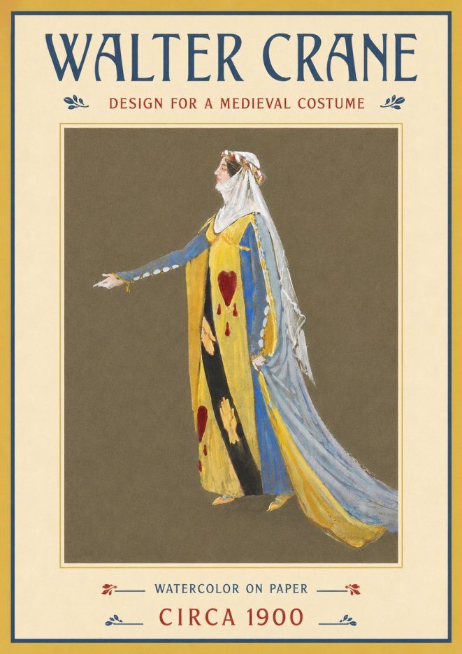 Walter Crane Design for a Medieval Costume No5 - Plakat