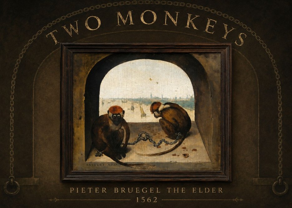 Pieter Bruegel Two Monkeys III No2 - Plakat