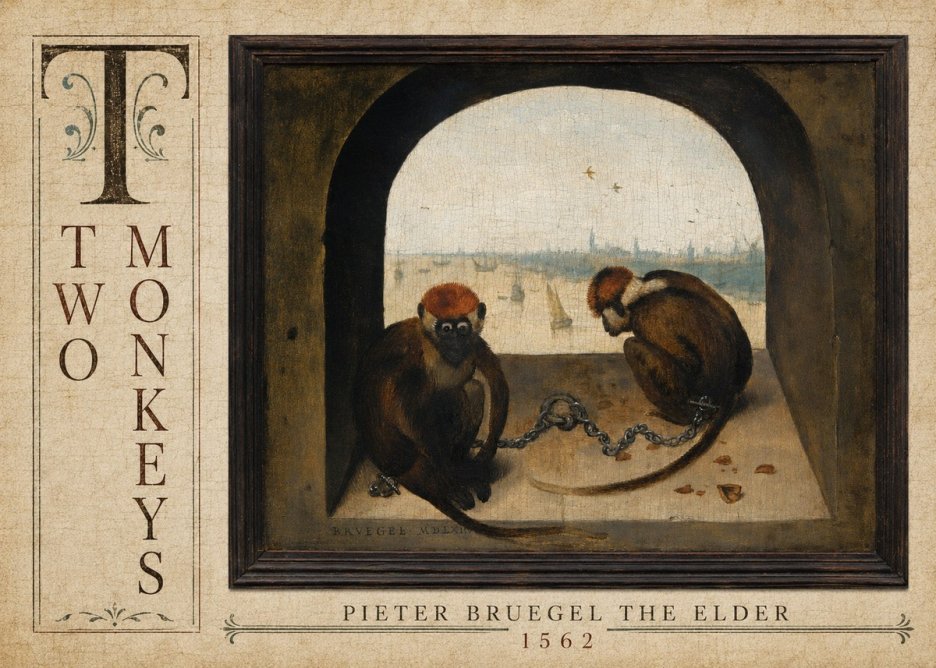 Pieter Bruegel Two Monkeys III No3 - Plakat