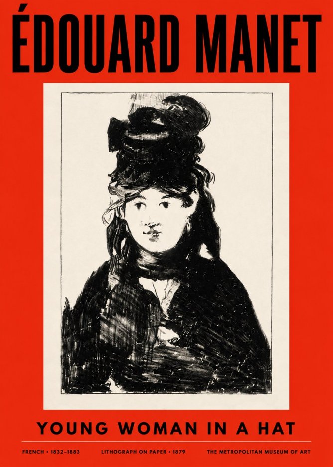 Édouard Manet Young Woman in a Hat II No2 - Plakat