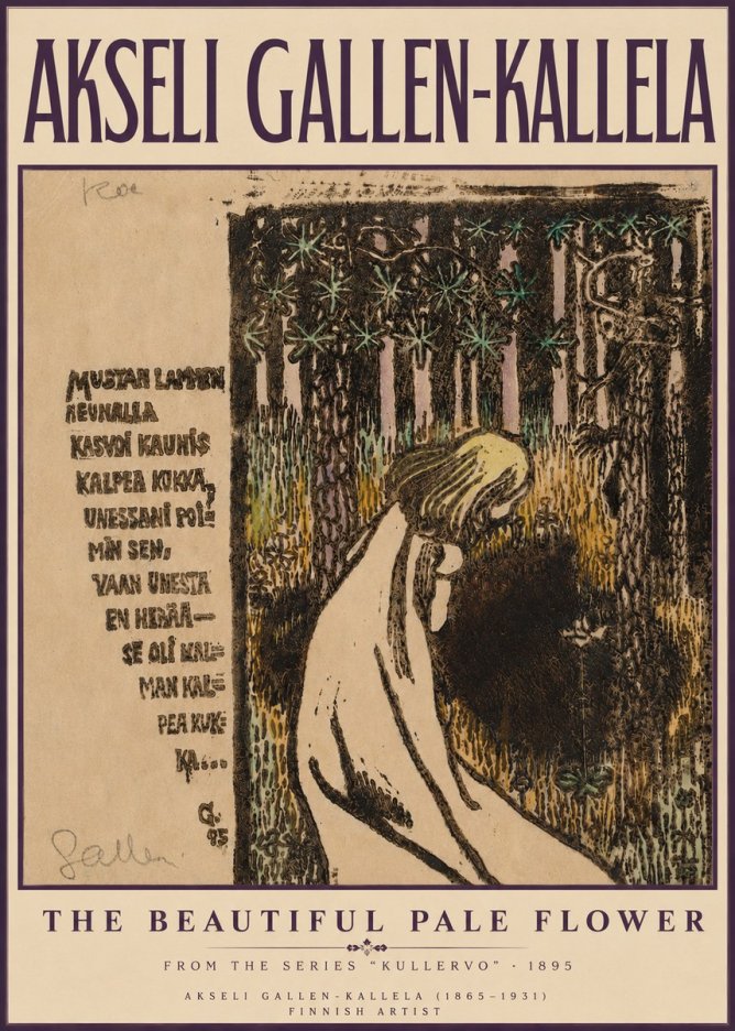 Akseli Gallen-Kallela The Beautiful Pale Flower No3 - Plakat