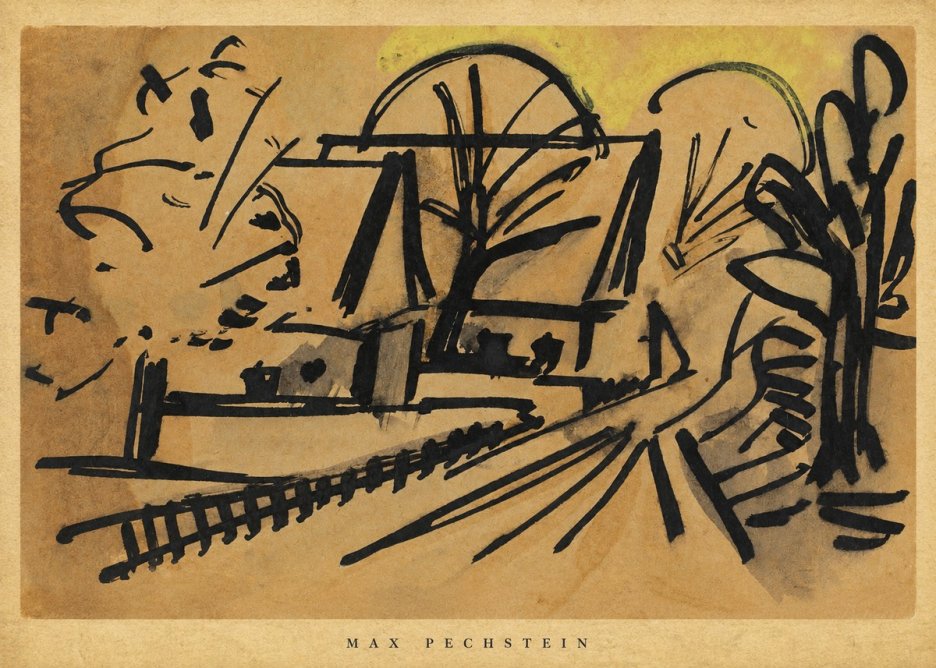 Max Pechstein Abstract Village Landscape No5 - Plakat
