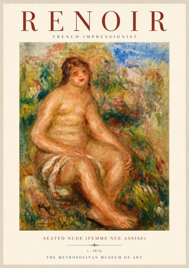 Renoir Seated Nude (Femme Nue Assise) No5 - Plakat
