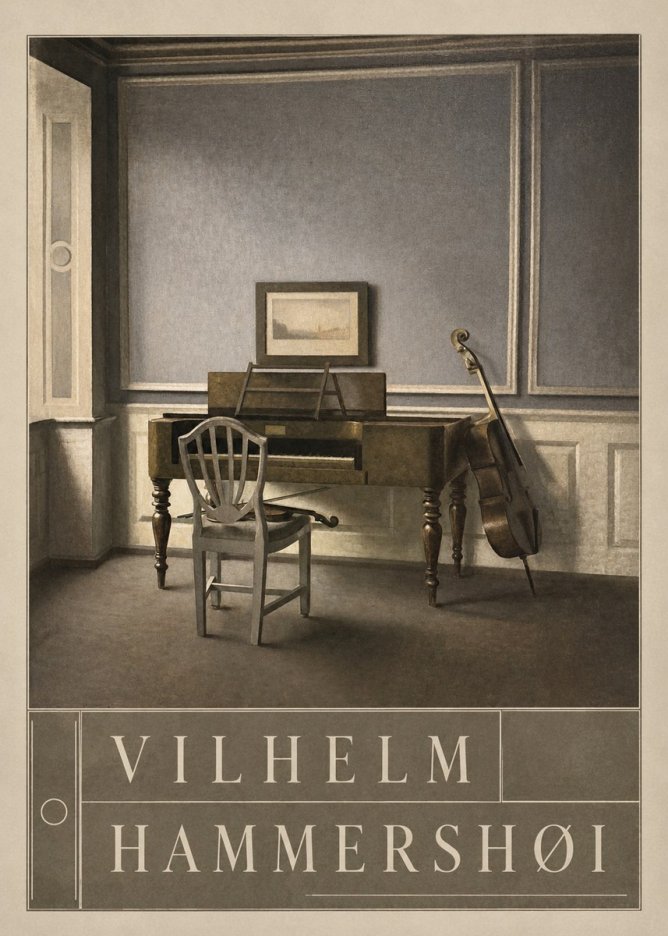 Vilhelm Hammershøi Interior with a Piano and a Cello No5 - Plakat