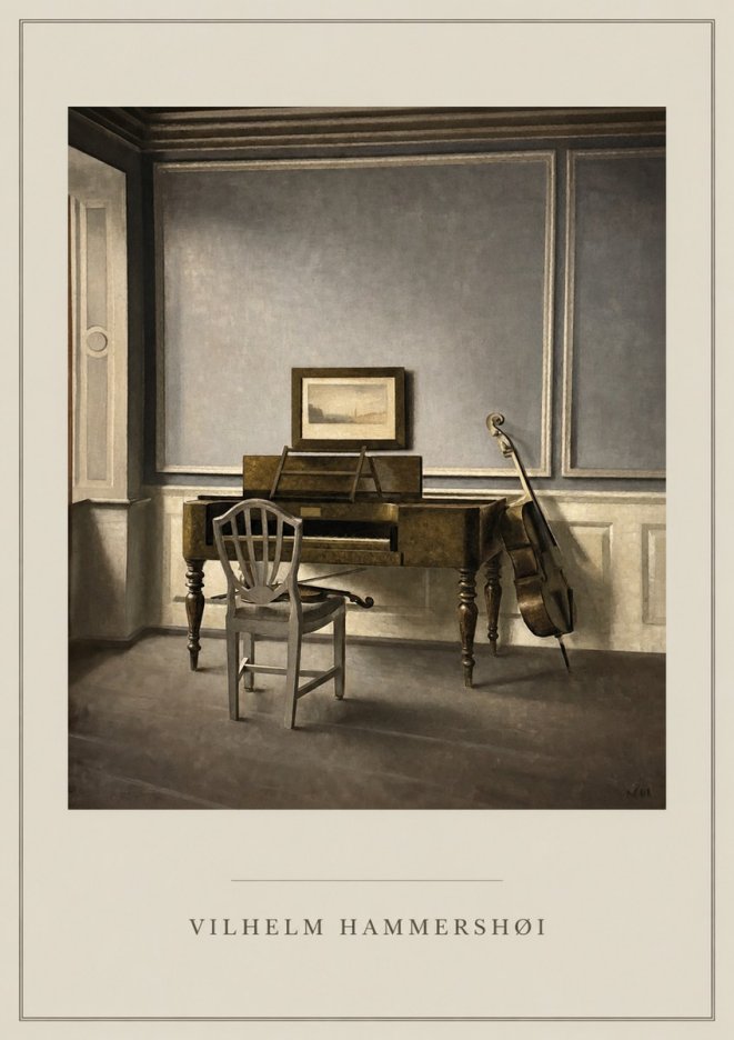 Vilhelm Hammershøi Interior with a Piano and a Cello No6 - Plakat