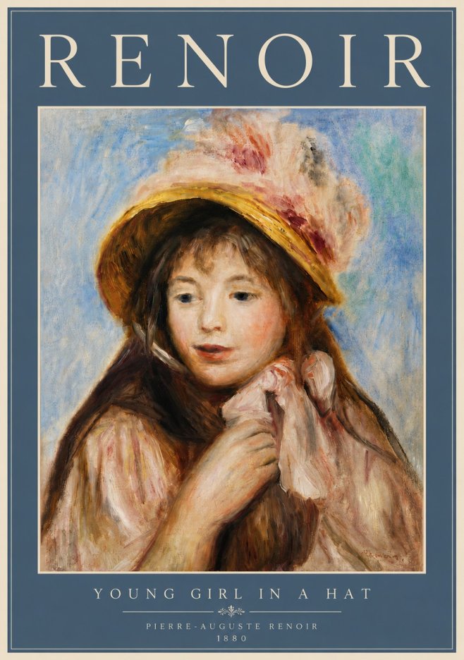 Renoir Young Girl in a Hat No6 - Plakat