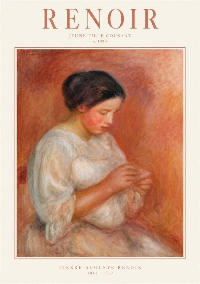 Renoir Jeune Fille Cousant No1 - Plakat