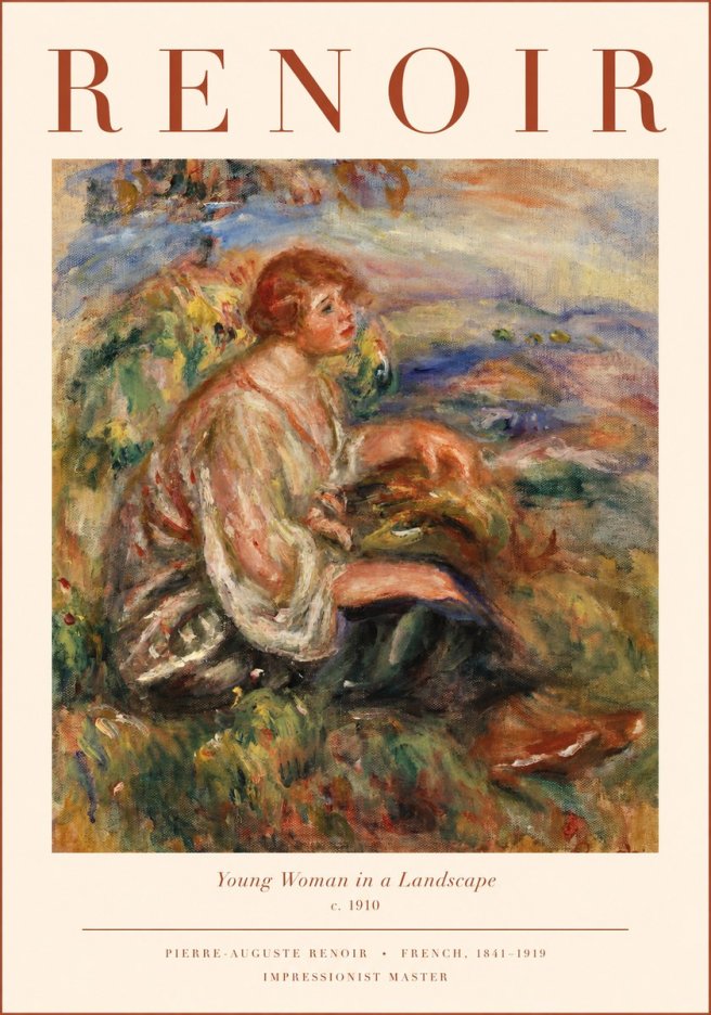 Renoir Young Woman in a Landscape No1 - Plakat