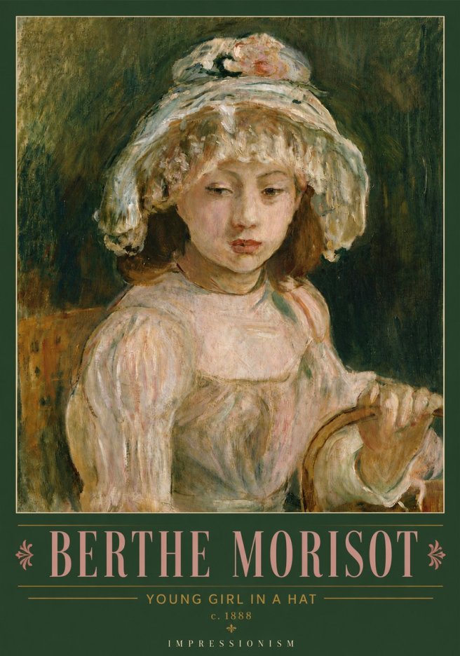 Berthe Morisot Young Girl in a Hat No4 - Plakat