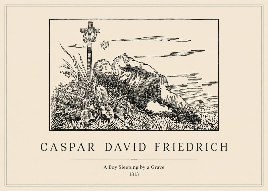 Caspar David Friedrich A Boy Sleeping by a Grave No1 - Plakat