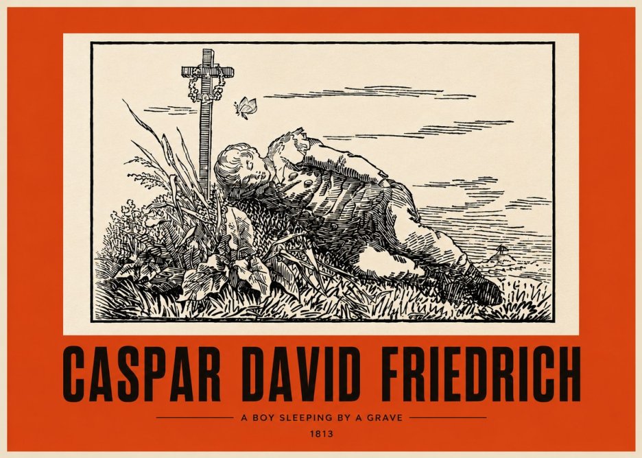 Caspar David Friedrich A Boy Sleeping by a Grave No3 - Plakat