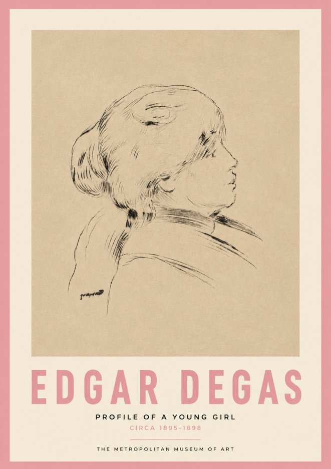 Edgar Degas Profile of a Young Girl No3 - Plakat