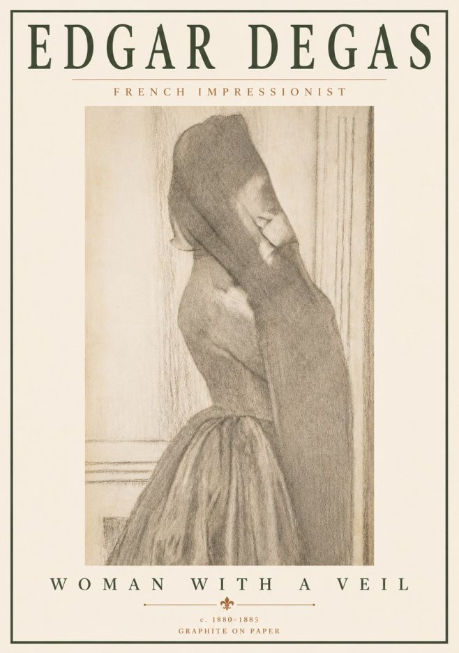 Edgar Degas Woman with a Veil No6 - Plakat