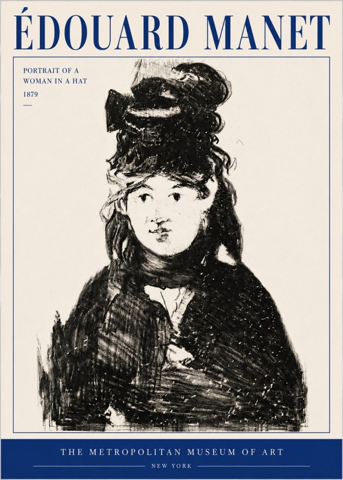 Édouard Manet Portrait of a Woman in a Hat No4 - Plakat