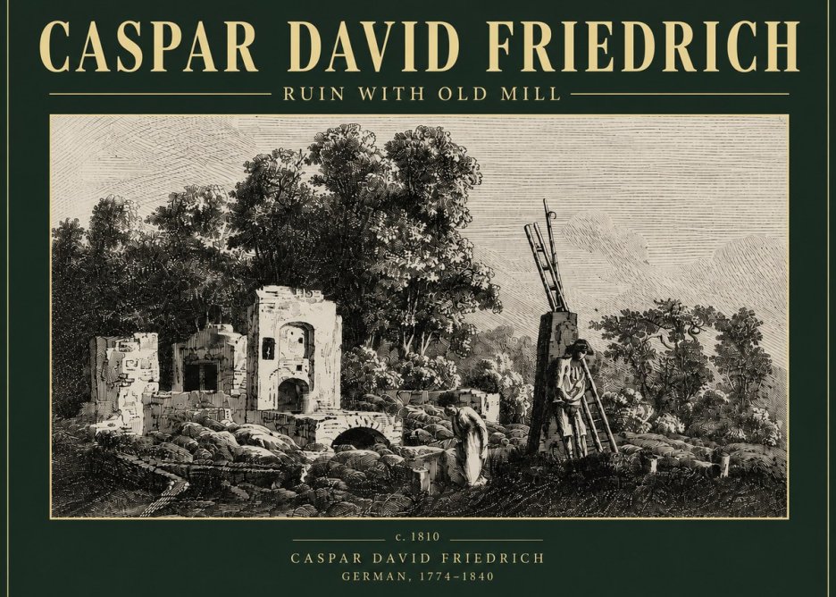 Caspar David Friedrich Ruin with Old Mill No4 - Plakat