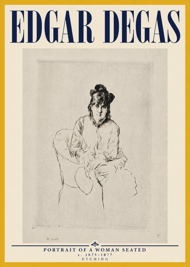 Edgar Degas Portrait of a Woman Seated No5 - Plakat