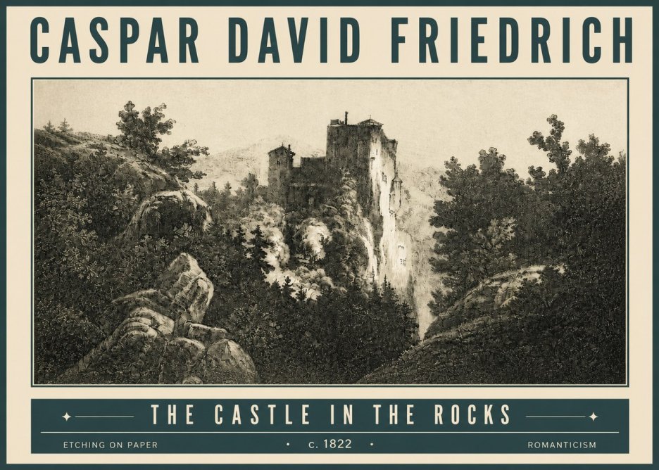 Caspar David Friedrich The Castle in the Rocks No4 - Plakat