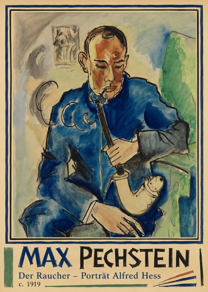Max Pechstein Der Raucher – Porträt Alfred Hess No2 - Plakat