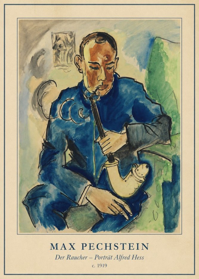 Max Pechstein Der Raucher – Porträt Alfred Hess No4 - Plakat