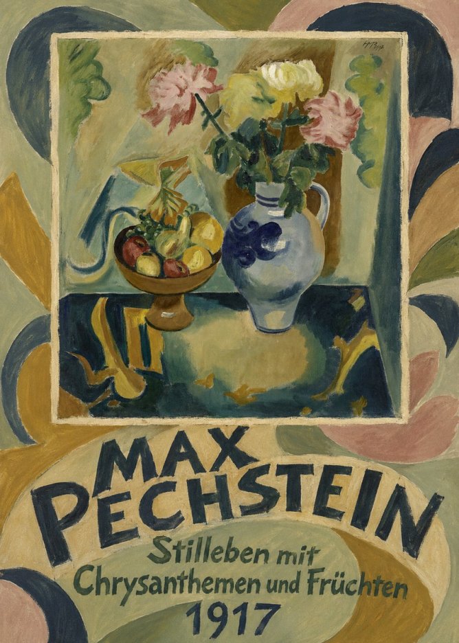 Max Pechstein Stilleben Mit Chrysanthemen Und Früchten No5 - Plakat