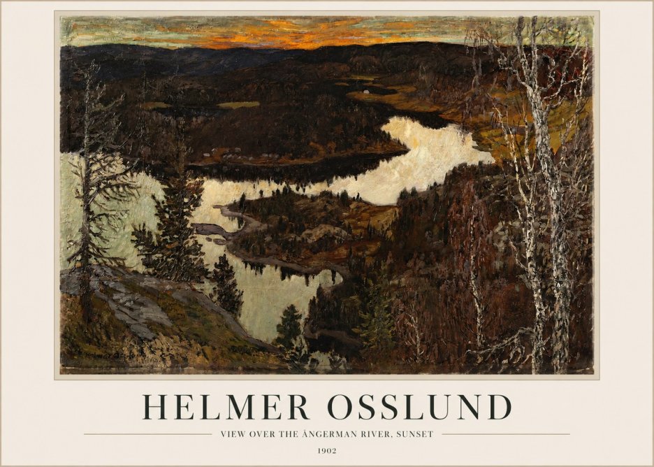 Helmer Osslund View over the Angerman River, Sunset No1 - Plakat