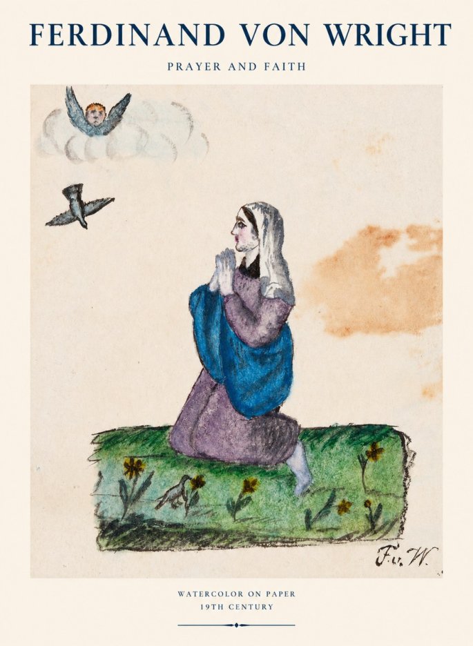 Ferdinand von Wright A Woman in Prayer No2 - Plakat