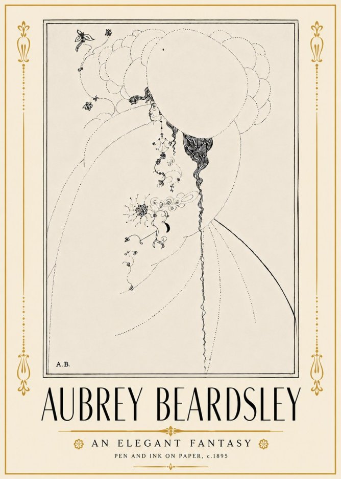 Aubrey Beardsley An Elegant Fantasy No5 - Plakat