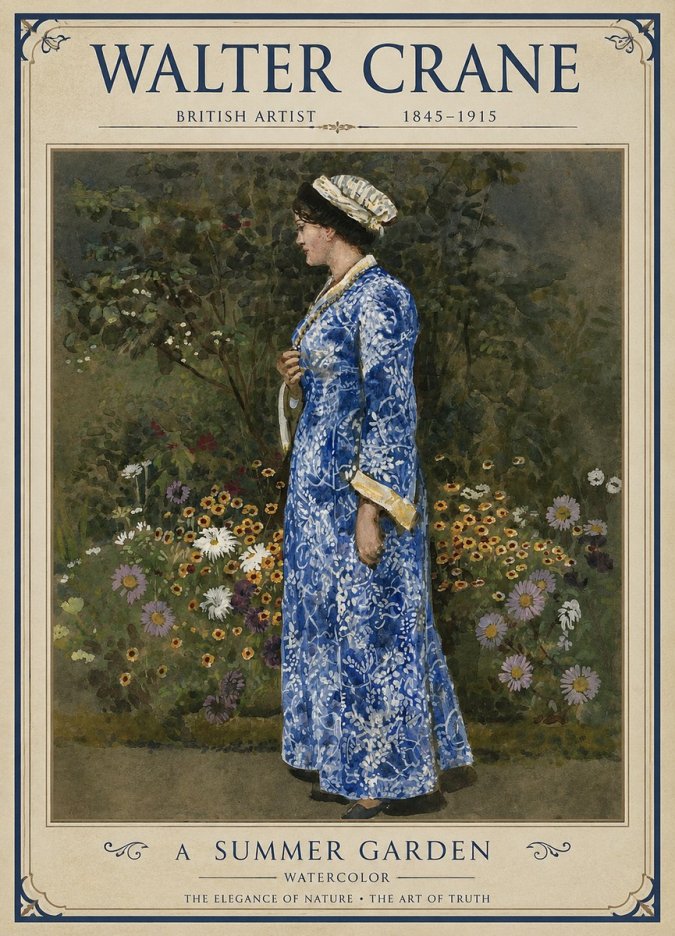 Walter Crane A Summer Garden No1 - Plakat