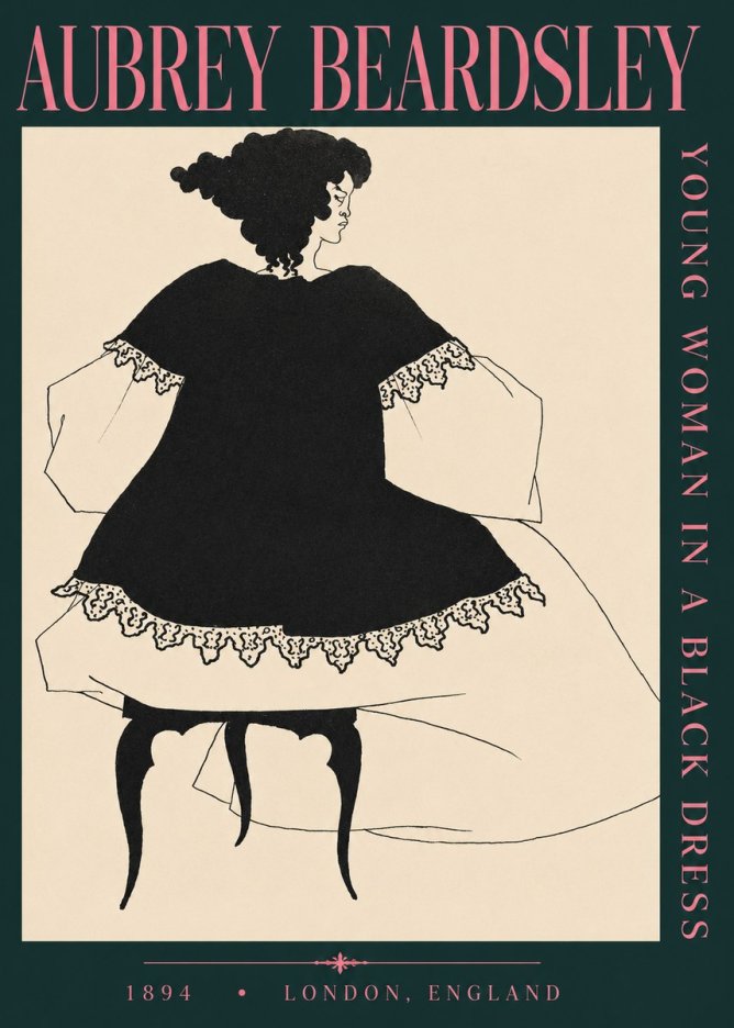 Aubrey Beardsley Woman in a Dress No4 - Plakat