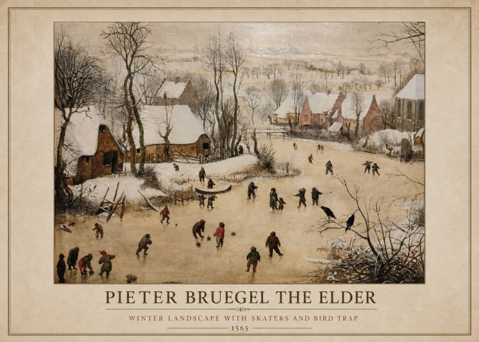 Pieter Bruegel Winter Landscape with Skaters and Bird Trap No1 - Plakat