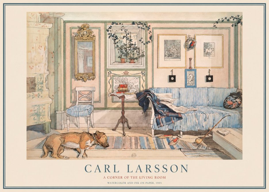 Carl Larsson Interior with Sleeping Dog No4 - Plakat