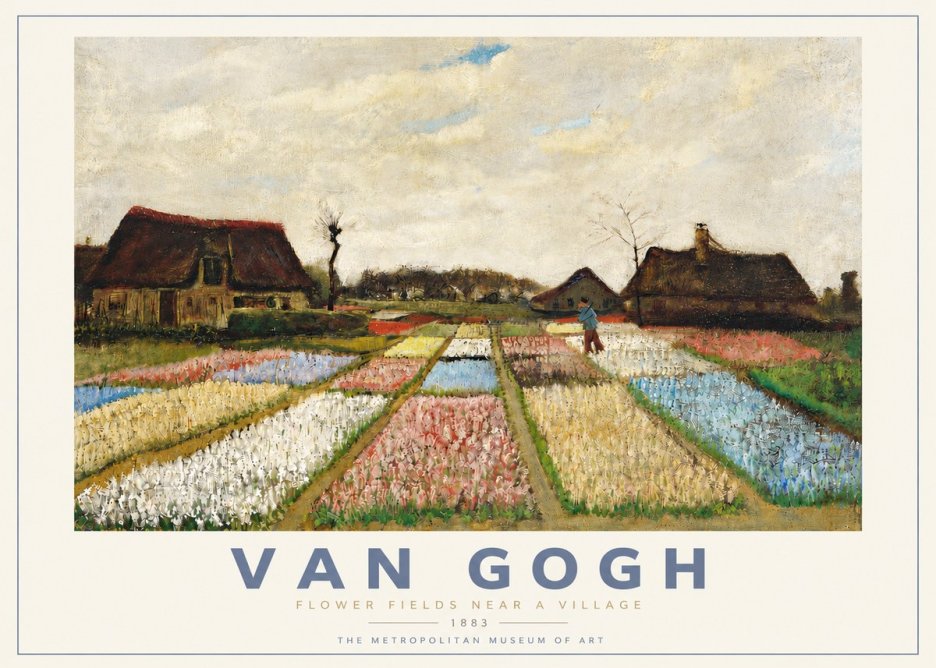 Van Gogh Flower Fields Near a Village No4 - Plakat