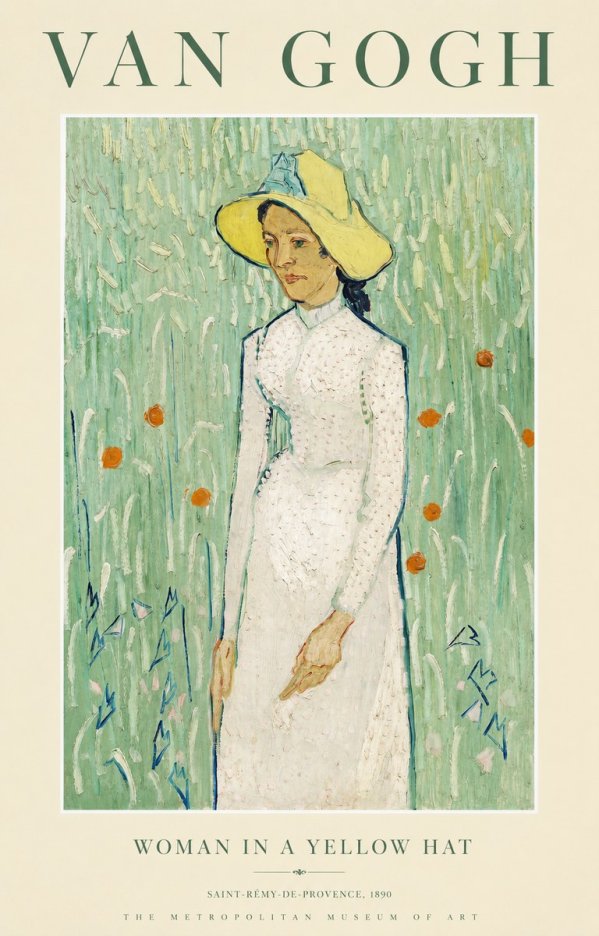 Van Gogh Woman in a Yellow Hat No1 - Plakat