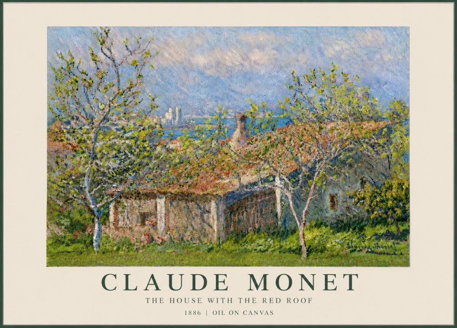 Monet The House with the Red Roof No6 - Plakat