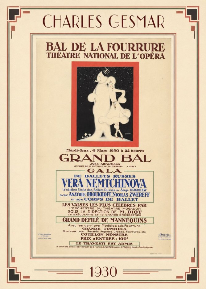 Charles Gesmar Bal De La Fourrure Théâtre National De L'opéra No1 - Plakat